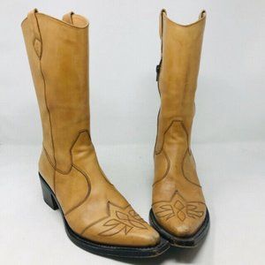 Gianni Barbato 37.5 Tan Leather Western Boots